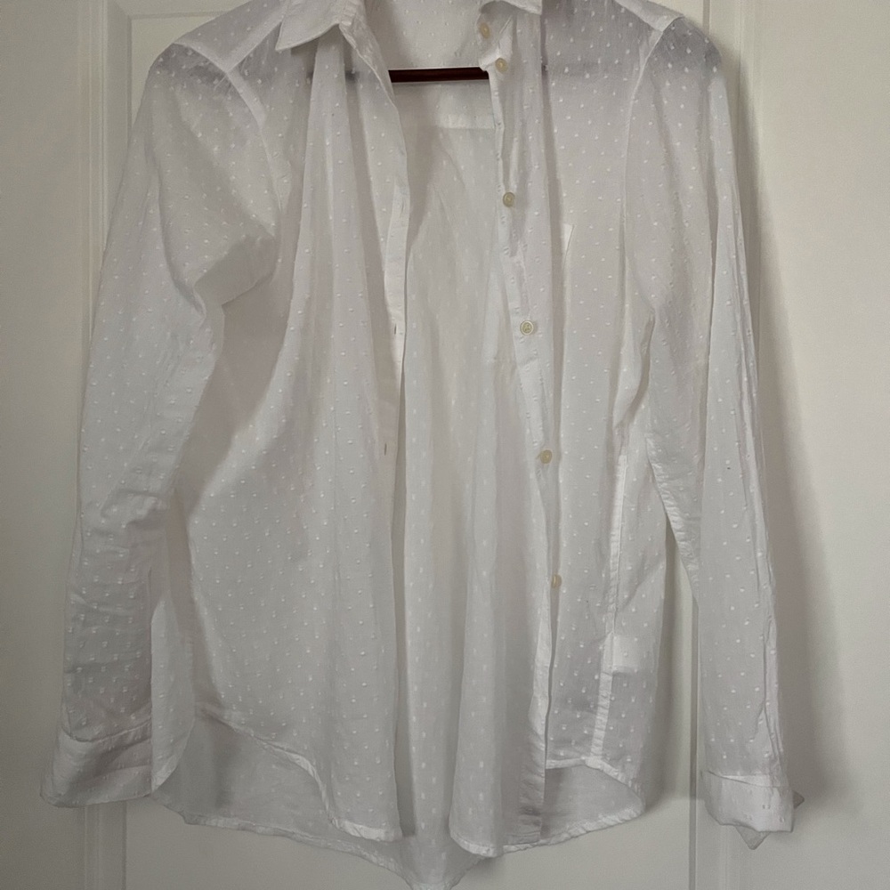 GAP White Textured Button-Up Shirt